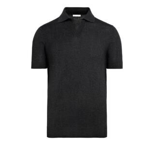 SUITSUPPLY S Silk Wool Cashmere dark gray knit polo